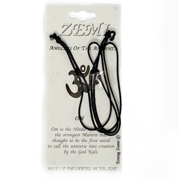 🌴🆕 NEW ZEMI Pewter Om Amulet Adjustable Cord Pendant Necklace - 3 for $20 Sale - Picture 3 of 3